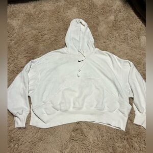 Nike Cropped White Hoodie